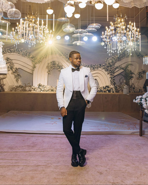 Off white jacquard tuxedo