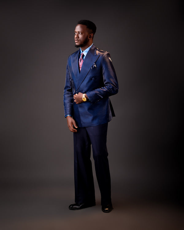 Navy Blue Micado Double Breasted Suit
