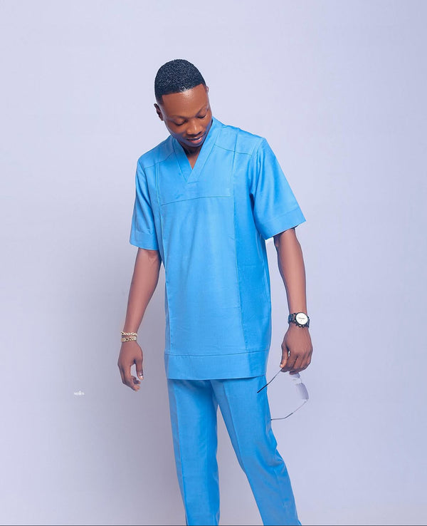 Sky Blue V-Neck Kaftan