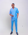 Sky Blue V-Neck Kaftan